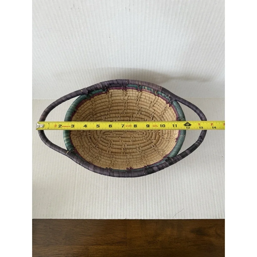 Vintage Handwoven Coiled Basket Set Boho Rustic Woven Decorative Bowls